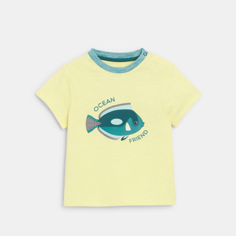 T-shirt poisson et short en maille fantaisie bleu garçon Bleu