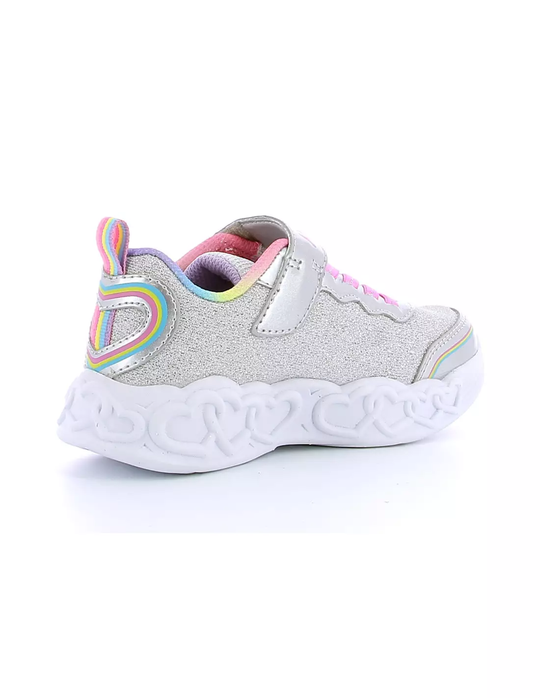 SKECHERS INFINITE HEART LIGHTS - Baskets SILVERMESH/MULTITRIM