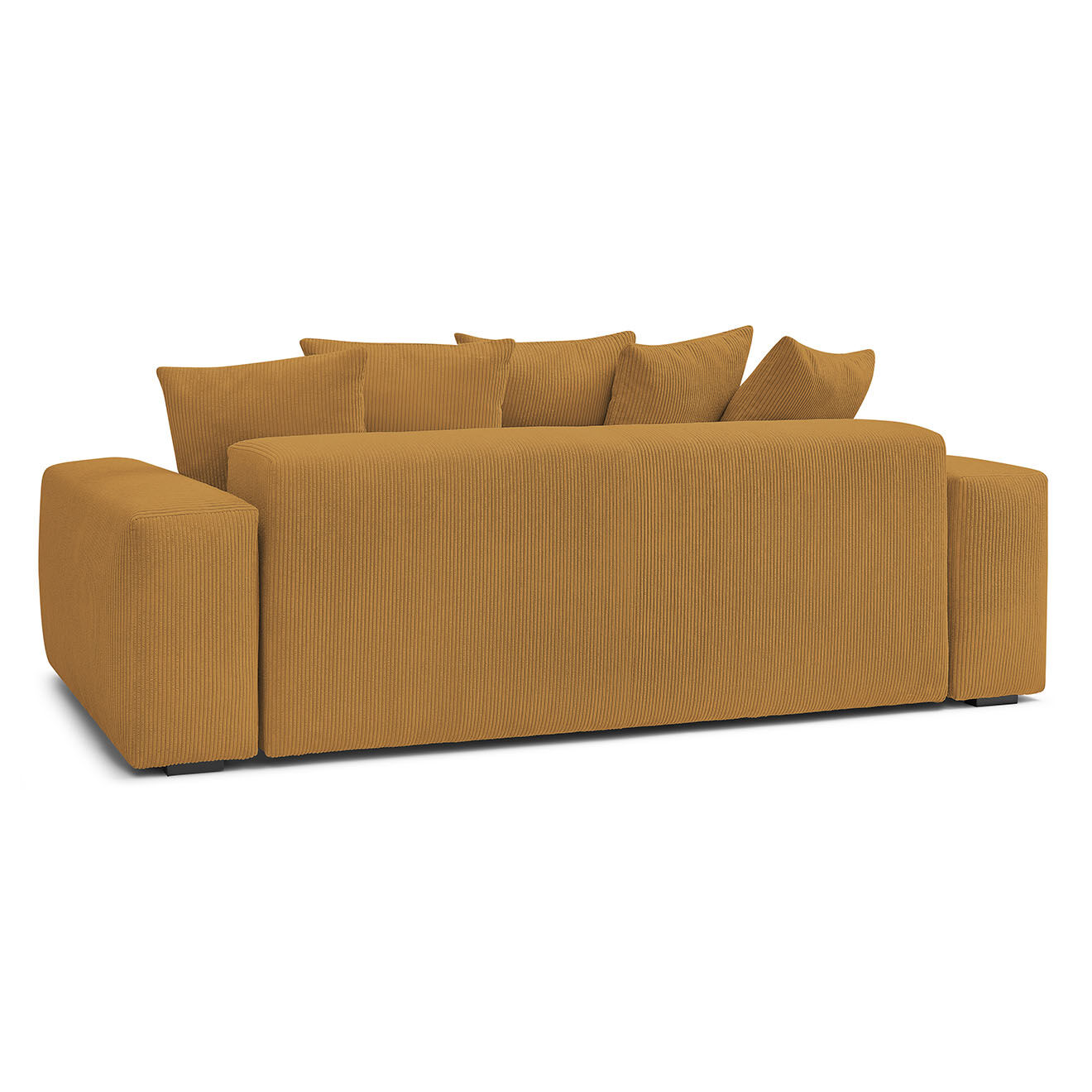 Bobochic Canapé droit fixe 3 places ultra moelleux voltaire velours côtelé jaune - 280x124x75 cm