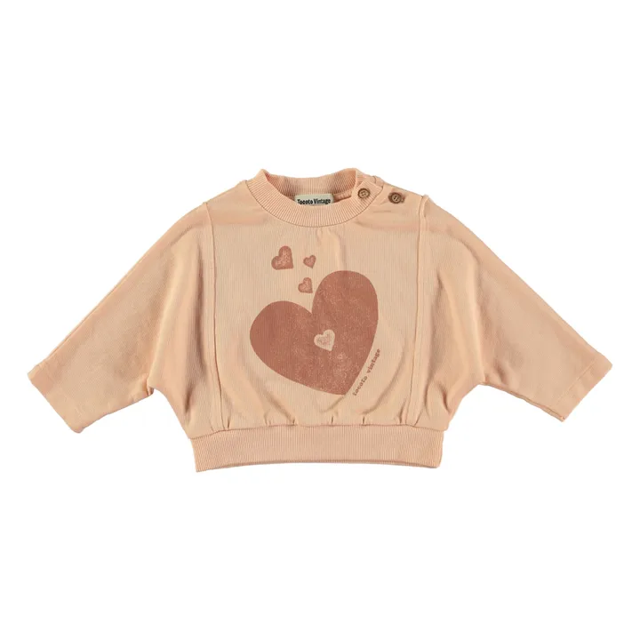 Tocoto Vintage Sweat Baby Grandma Kisses Coton Bio | Rose pâle