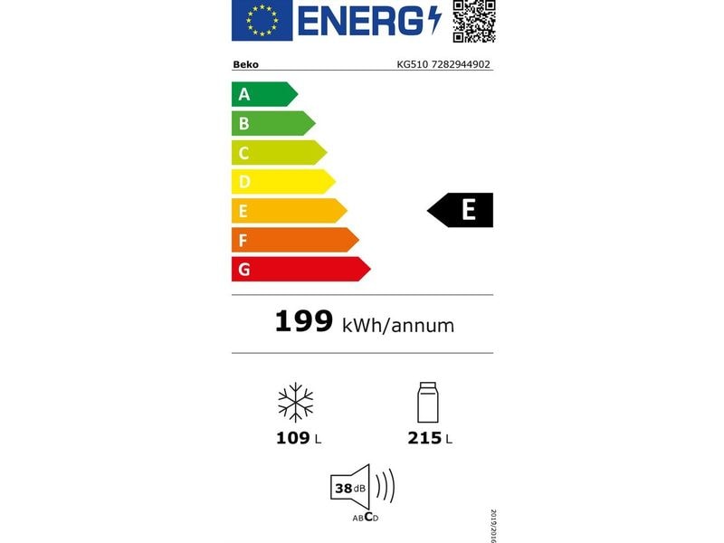 Beko Kühl-Gefrierkombination KG510 Grau, Rechts, Wechselbar Kombigerät mit Kühlschrank und Gefrierschrank