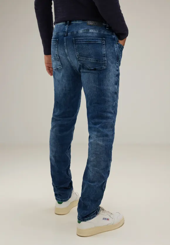 Regular Fit Jeans - mid Indigo blue random wash