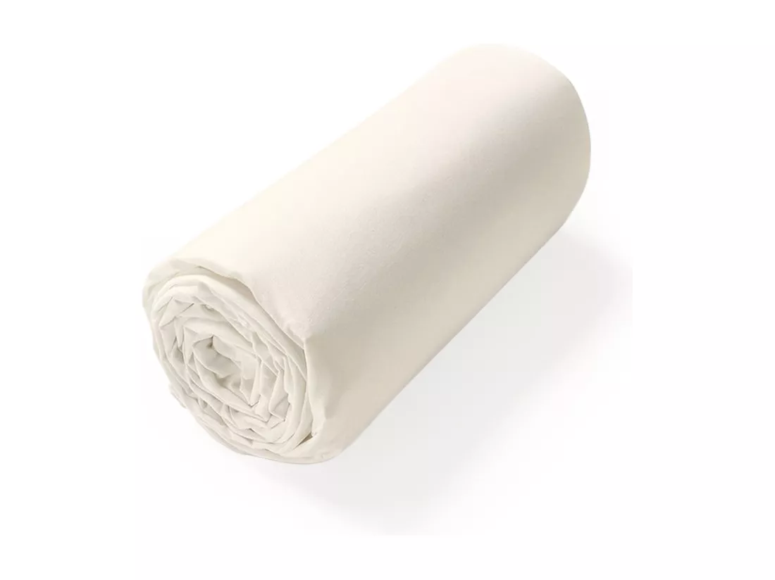 Drap housse uni 90x220 cm bonnet 50 cm coton ALTO Crème