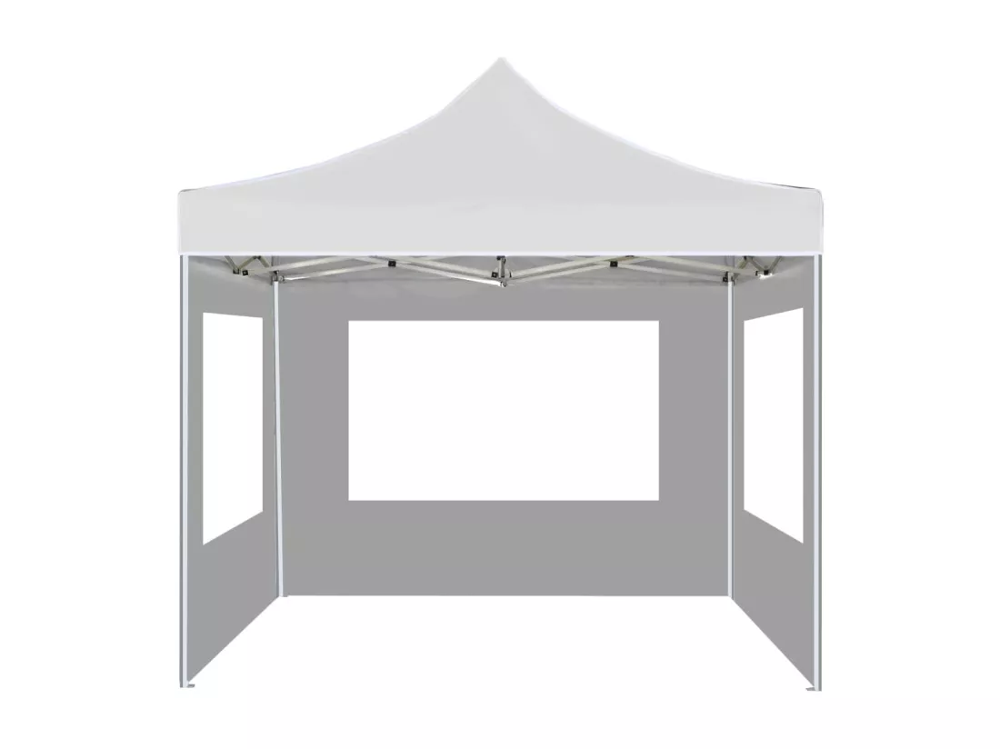 Tente de réception pliable avec parois Aluminium 3x3 m Blanc
