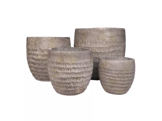 4 Cache-pots grandes tailles plante extérieur béton gris 26-33-42-51cm
