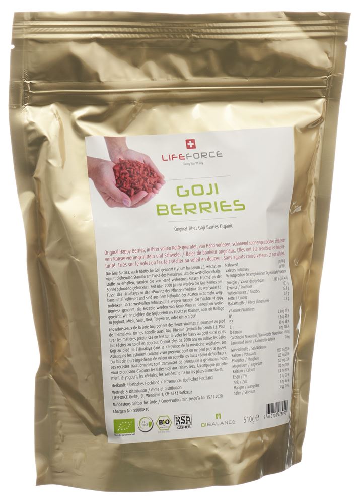 QIBALANCE Goji Berries<br>510 g, Beutel, getrocknet Bio