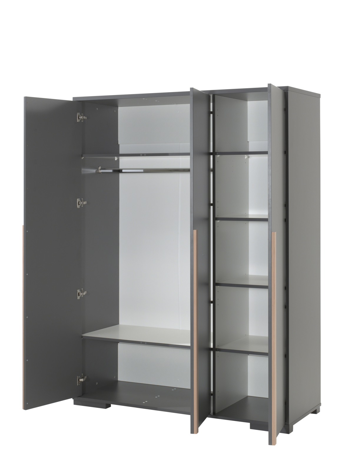 Kleiderschrank LONDON - anthrazit - 145,6 cm breit