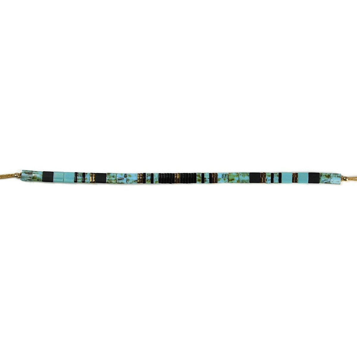 Bracelet Claire BERTEAU Aqua Perles plates en verre 4