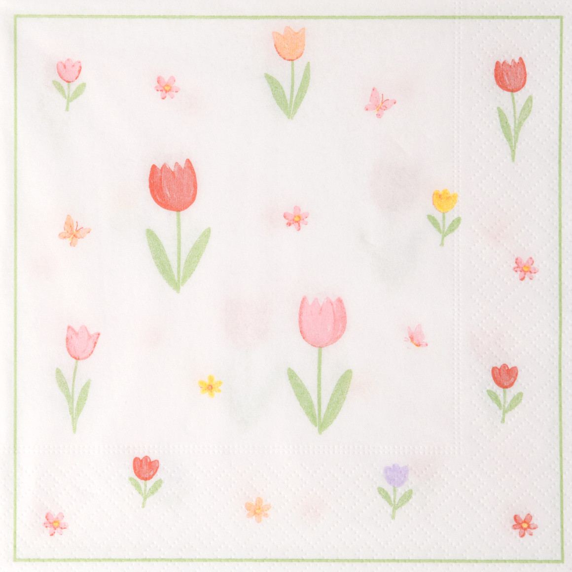 20 Servietten mit Blumen-Dessin  grün / weiss / bunt
