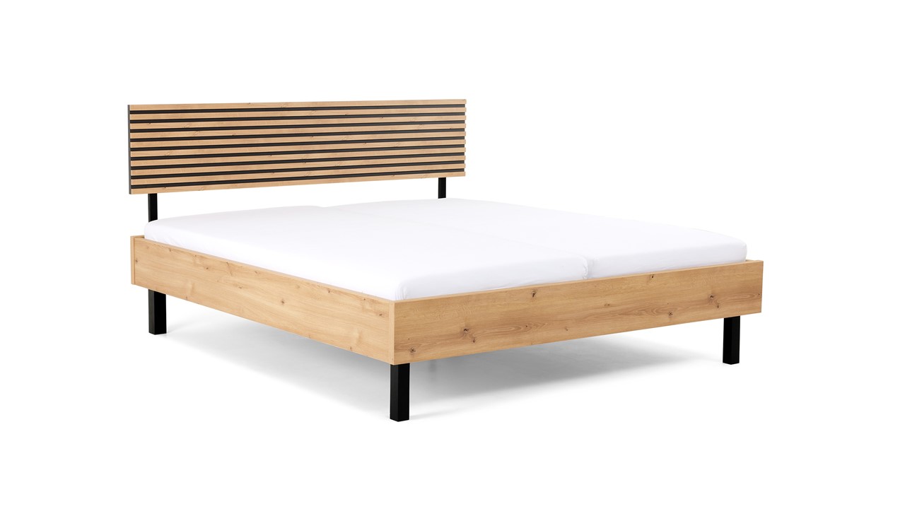 Bed Flint bianco eiken/grafiet