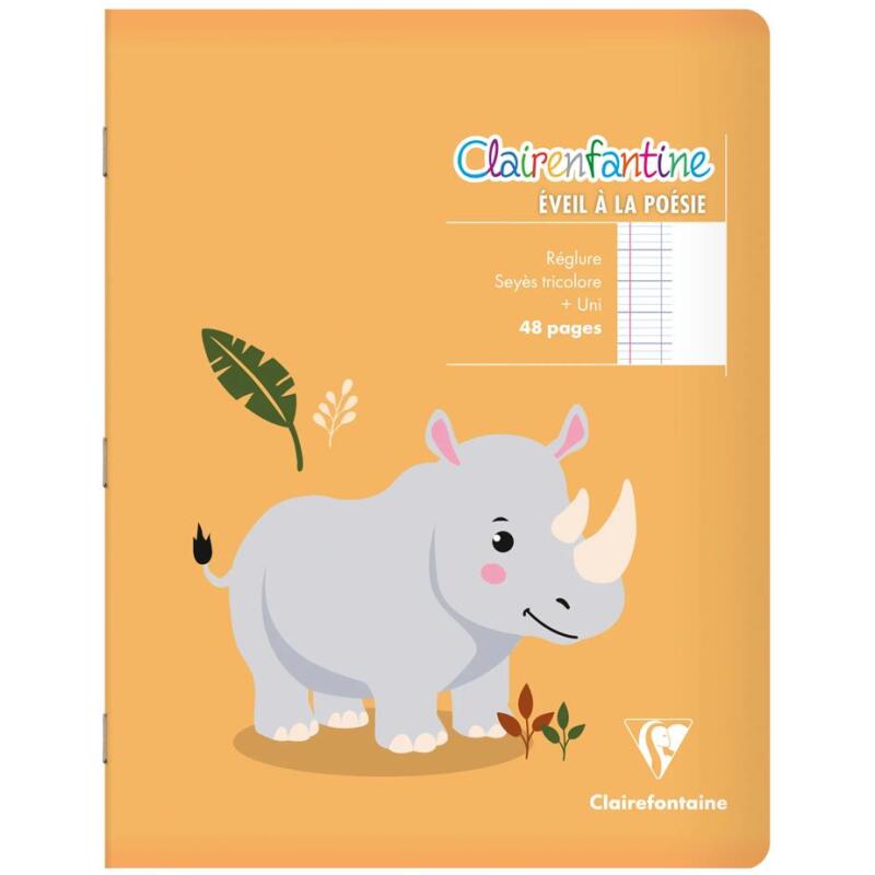 Cahier de poésie piqué Clairenfantine 17x22cm 48p grands carreaux + uni Couleur aléatoire - Assortis