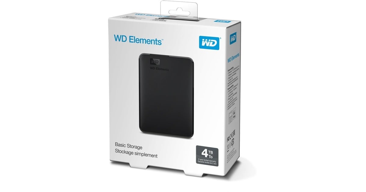 WDElements Portable, 4 TB externe harde schijf  (Zwart, WDBU6Y0040BBK-WESN, Micro-USB-B 3.2 (5 Gbit/s))