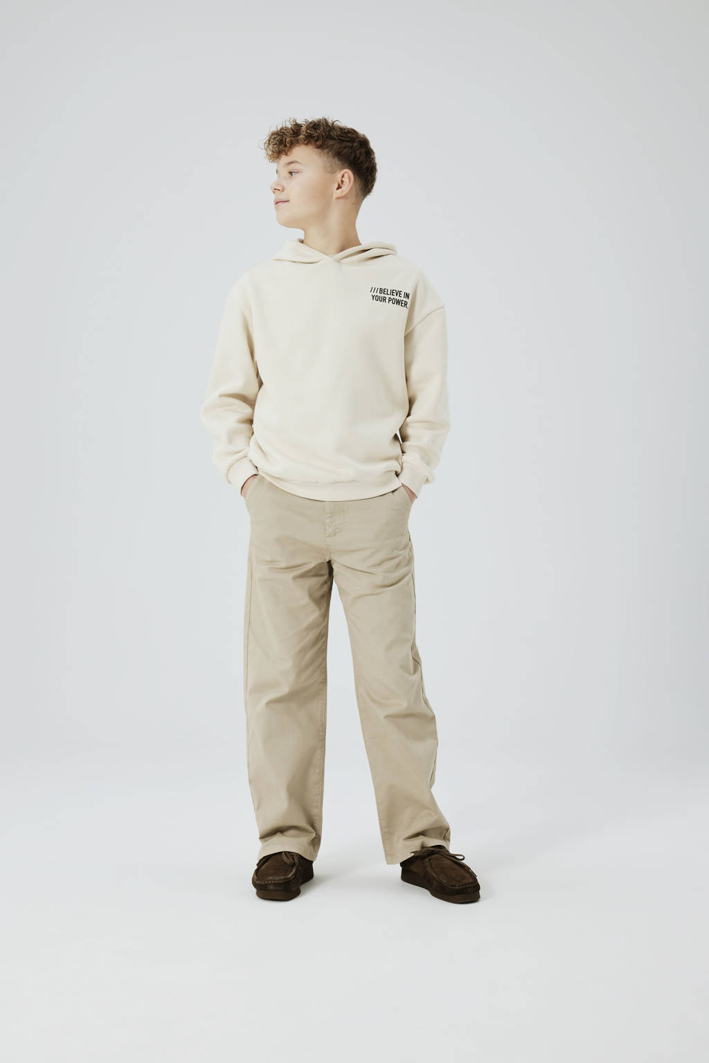 NAME IT hoodie NKMOSVILD met backprint ecru