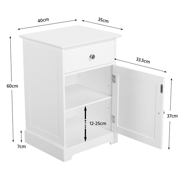 Yaheetech Nachtschrank Kommode Boxspringbett Nachttisch Nachtkommode mit Stauraum 40 x 35 x 60 cm Schlafzimmer Weiß