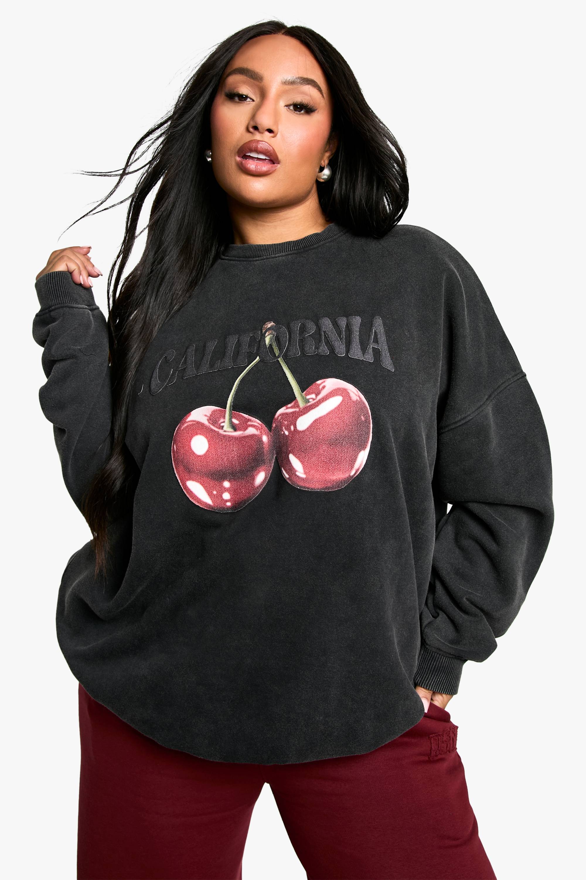boohoo Plus California Cherry Sweatshirt Oversize