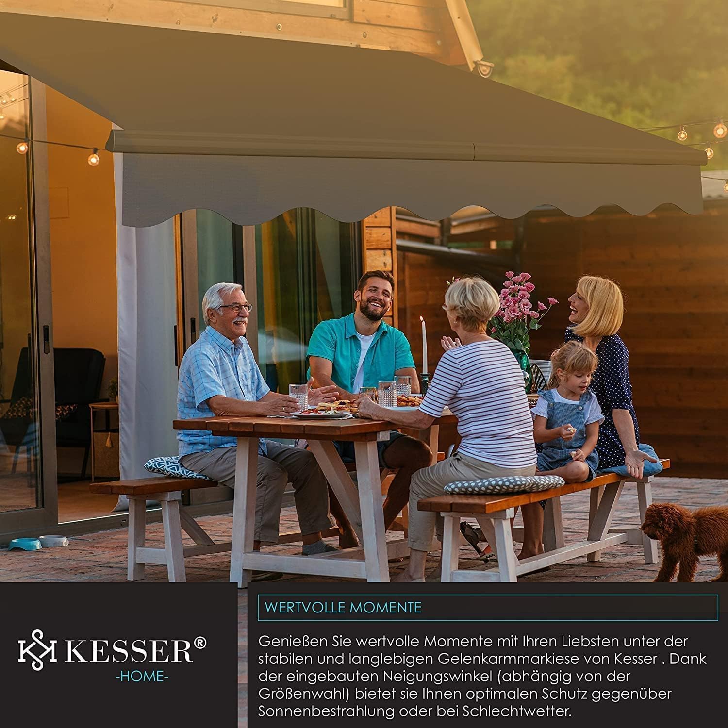 KESSER® Gelenkarmmarkise Markise Gelenkmarkise 300 x 250cm Terrassenmarkise Klemmmarkise Sonnenmarkise inkl. Wandhalterung Sonnenschutz Balkonmarkise wasserabweisend Alu/Polyester, Anthrazit