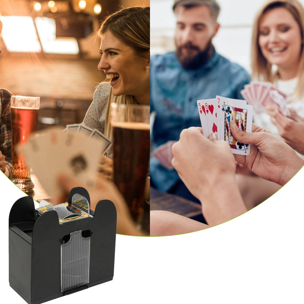 Automatische 6 Deck Spielkarten Mischmaschine Card Shuffler (Batteriebetrieben) - Schwarz