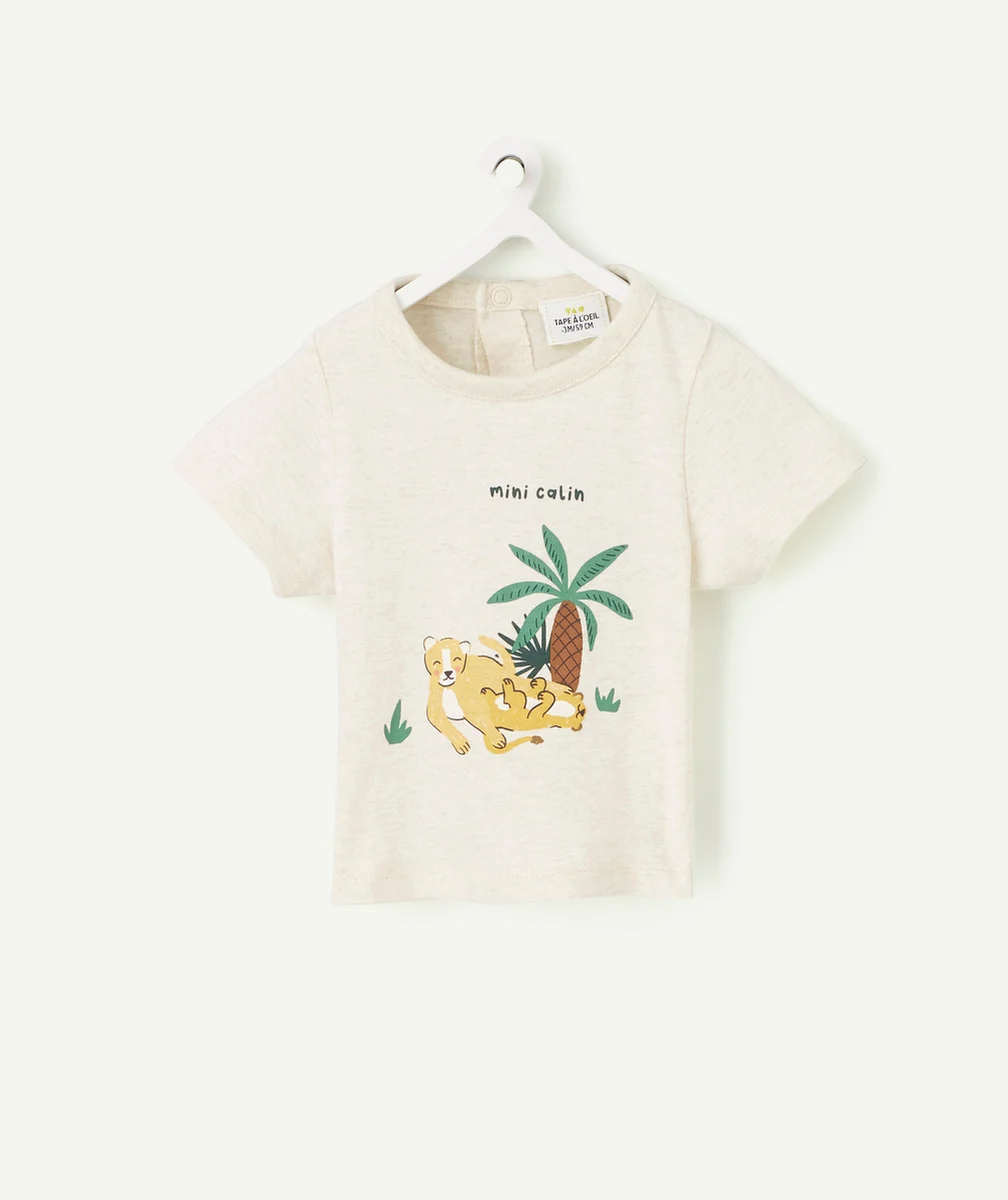 T-SHIRT ÉVOLUTIF À MANCHES COURTES BÉBÉ GARÇON EN COTON ÉCRU