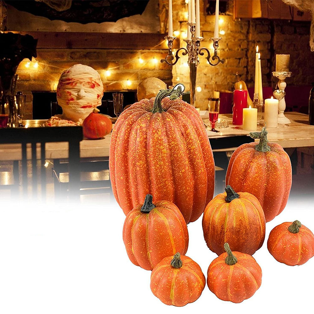 (7er Set) Herbst Dekoration Thanksgiving Schaumstoff Kürbis