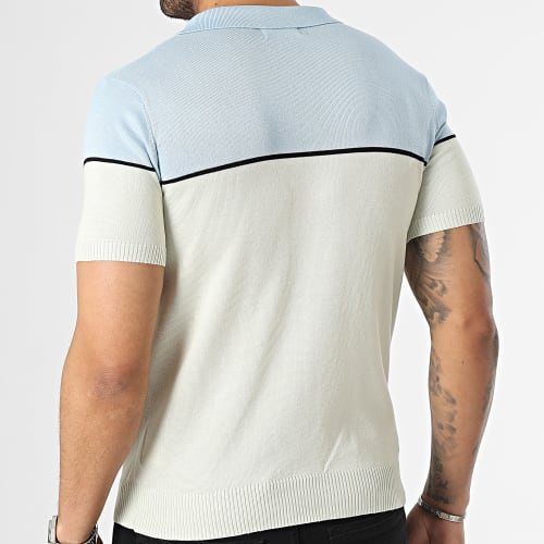 Polo Manches Courtes Beige Bleu Clair