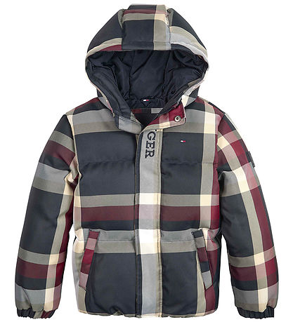 Tommy Hilfiger Steppjacke - Global Stripe Karo - Rot/Weiß/Marine
