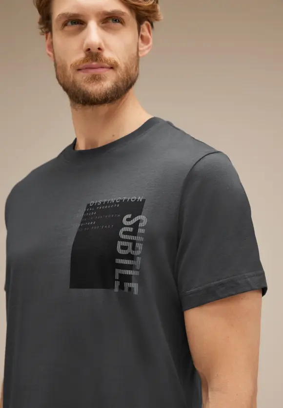 T-Shirt mit Brustprint - dark iron grey