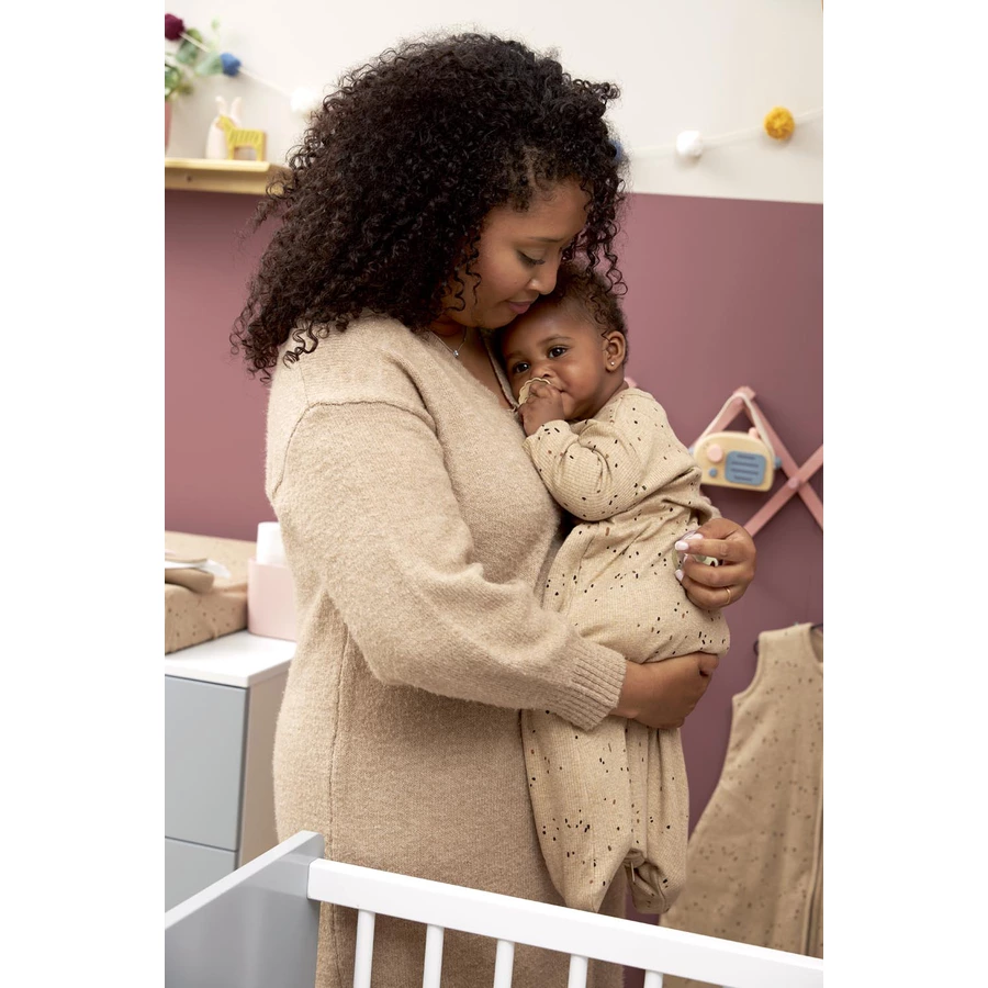 MEYCO Babyschlafsack mit Ärmeln Rib Mini Spot - Toffee Melange