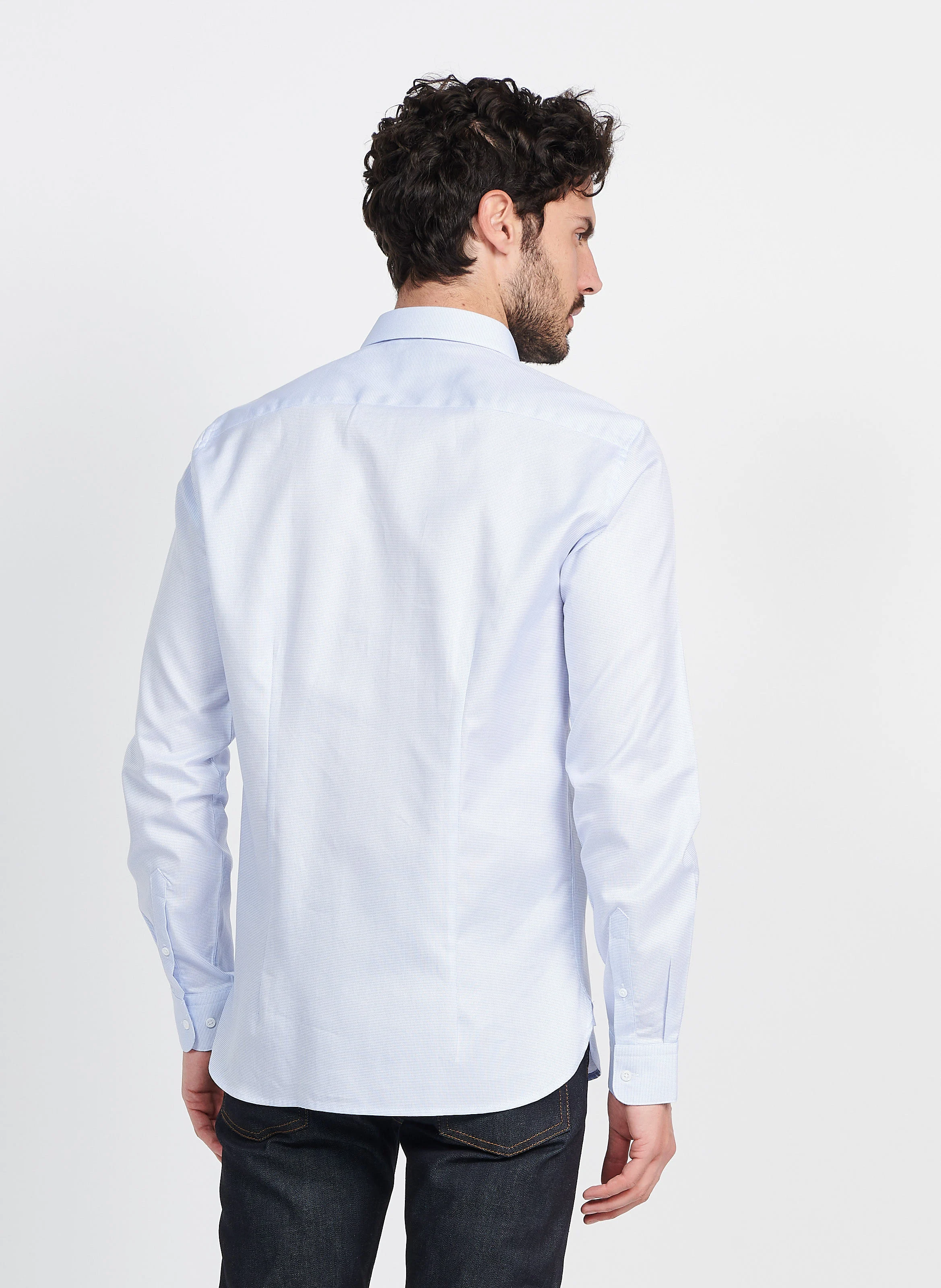 Chemise col classique en coton | Bleu