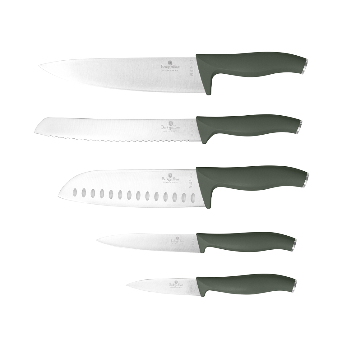 Berlinger Haus 6-teiliges Messer-Set mit Messerblock Matte Green Collection