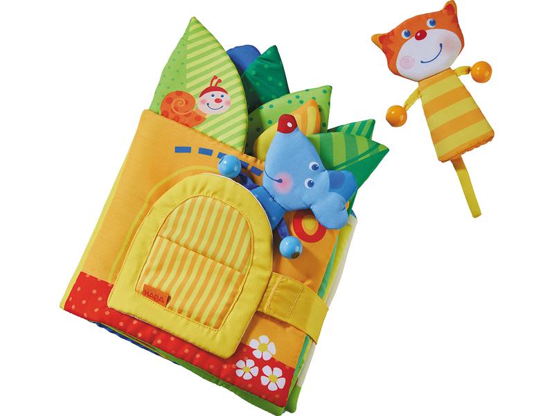 Haba Stoffbuch Blätterhäuschen Babybuch mit lustigen Reimen und niedlichen Spielelementen