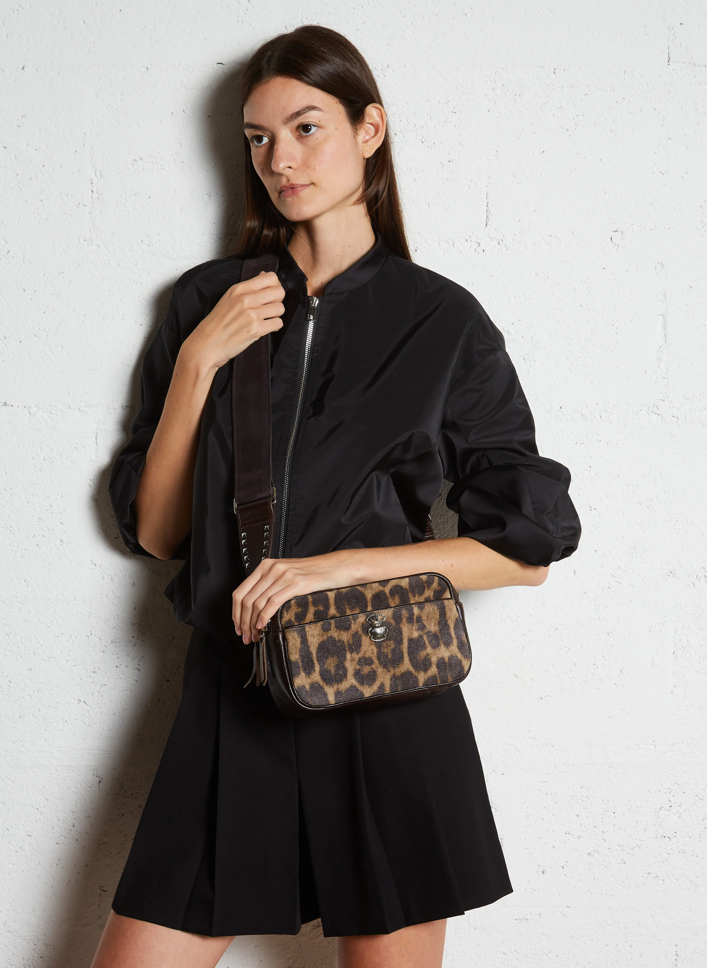 LILY - Sac bandoulière en cuir imprimé | Marron