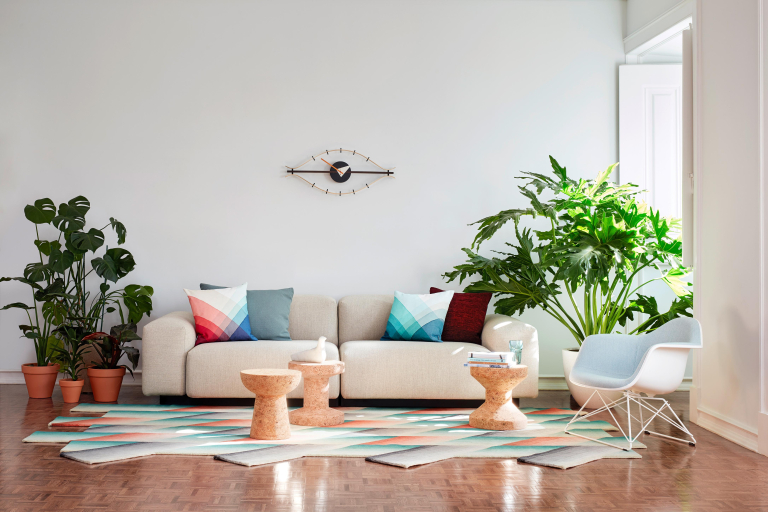 Vitra Eames LAR loungestoel verchroomd onderstel, Poppy Red