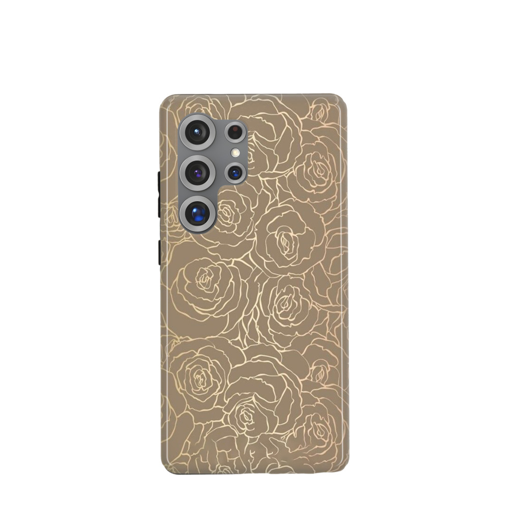 Samsung Galaxy S25 Ultra Hybrid (Kunststoff / Gummi) Hülle Rosenzauber 2 - Gold