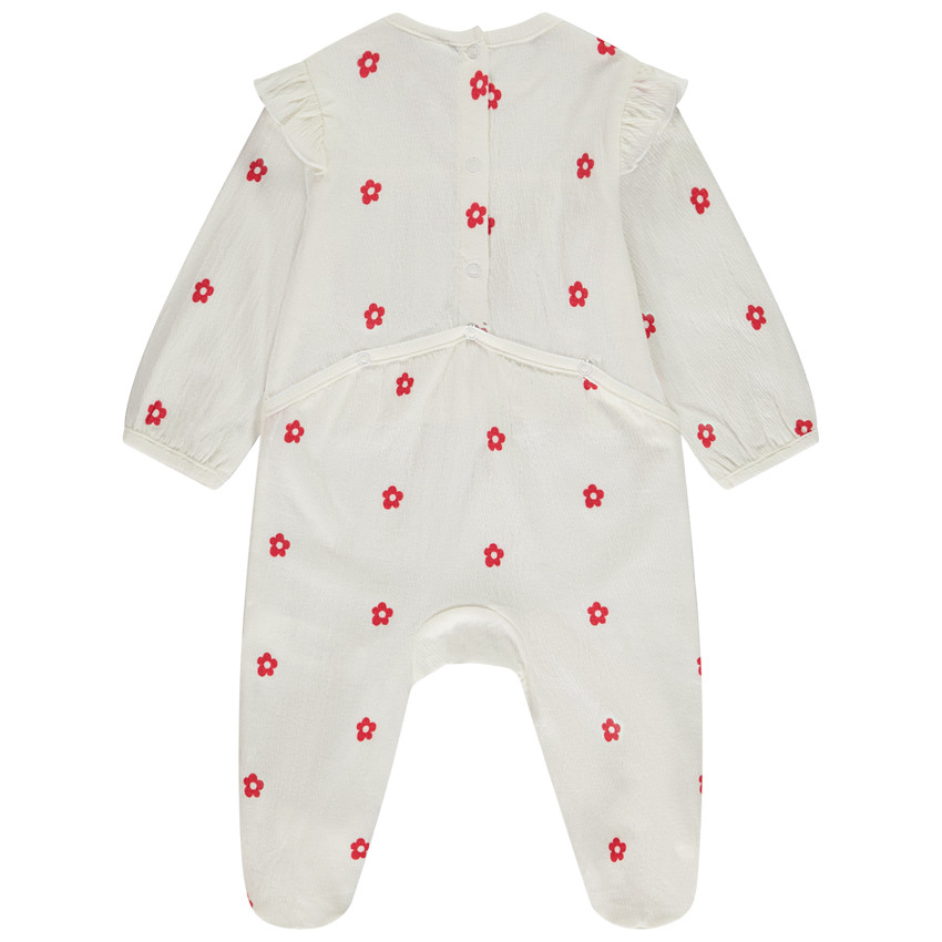 Dors-bien en jersey froissé imprimé fleuri pour bébé fille