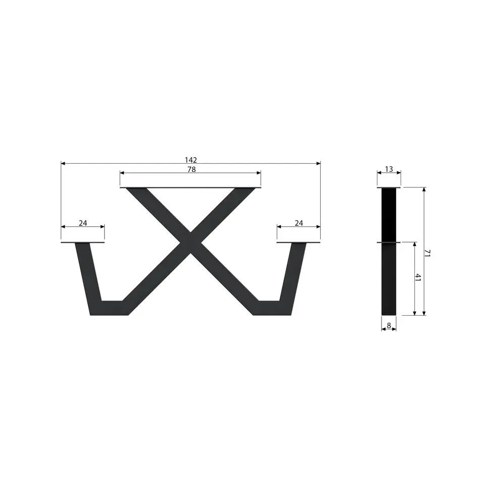 WOOOD X-Poot Picknick Buiten Tablo - Metaal - Zwart - 70x142x13