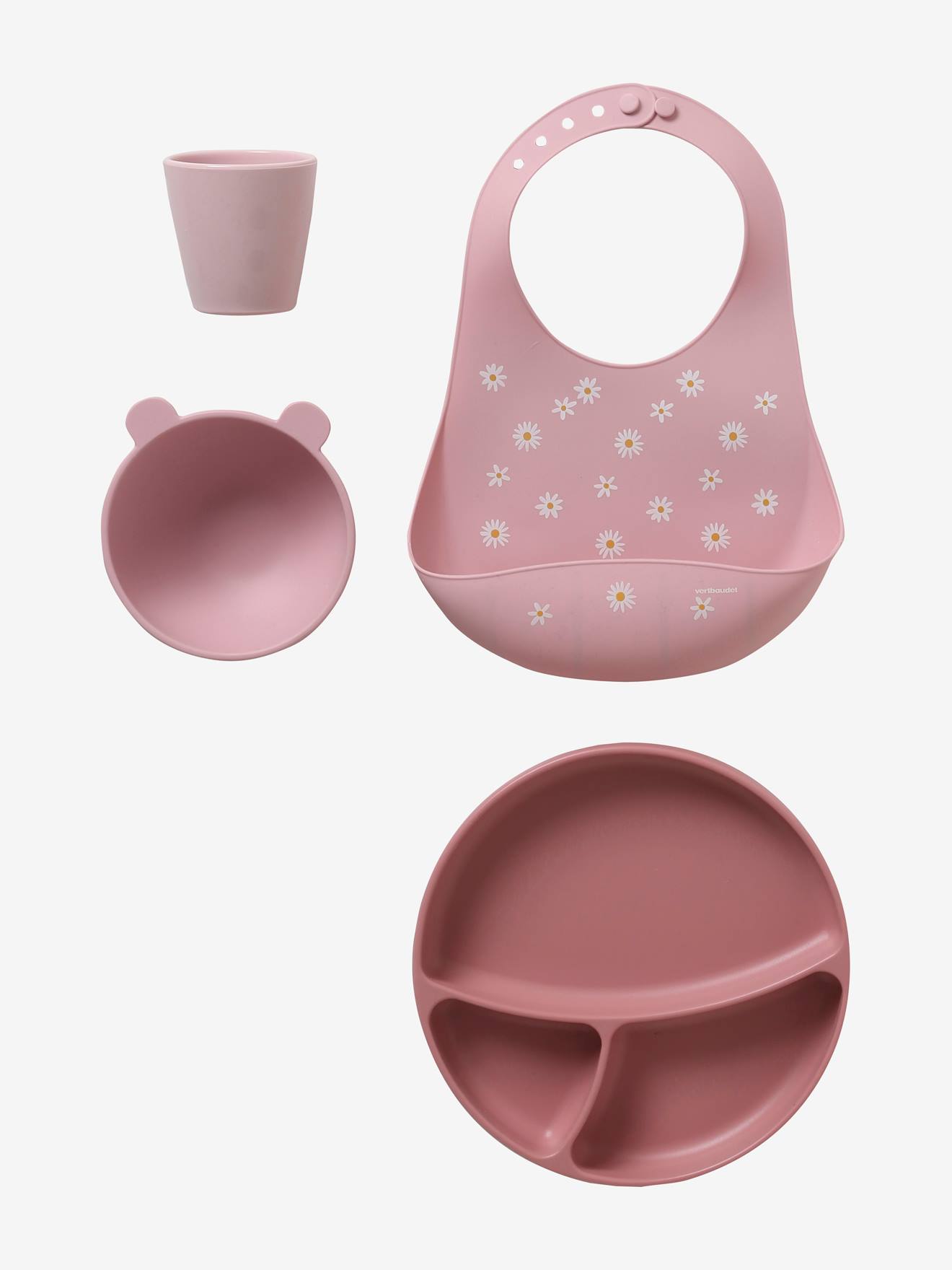 Babador com almofada de recuperação de silicone, estampa branca clara