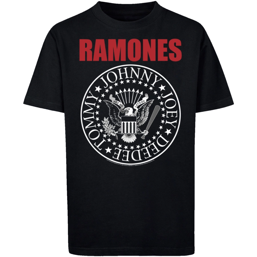 F4NT4STIC T-Shirt Ramones Rock Musik Band Red Text Seal schwarz