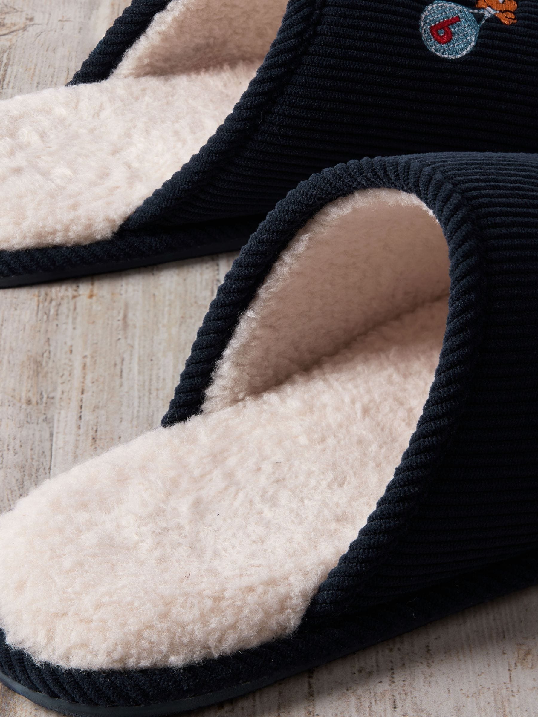 Chelsea Peers Corduroy Embroidered Tennis Tiger Slippers
