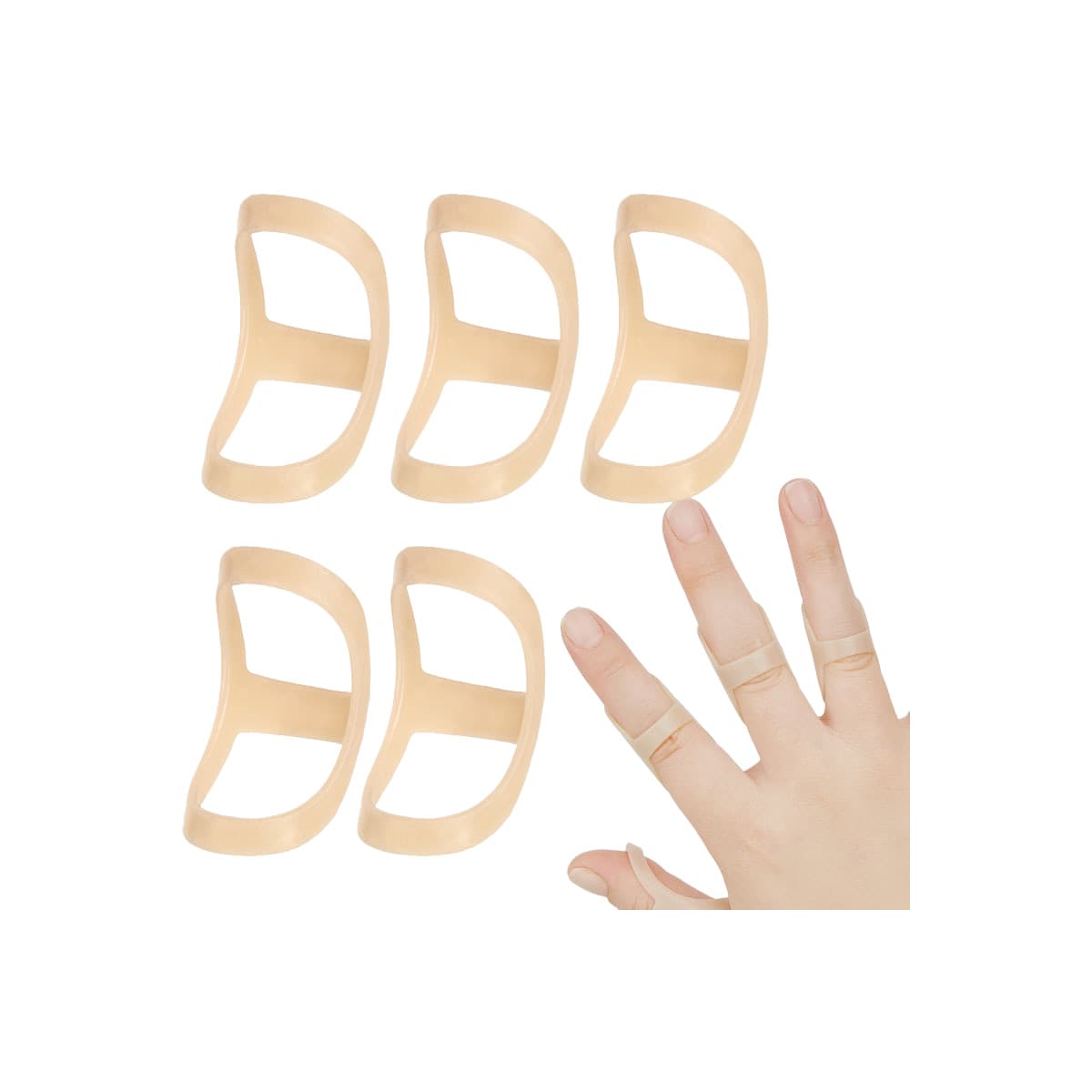 Fingerskinne for springfinger 5-pakning med forskjellige størrelser Beige Size 10+11+12+13+14