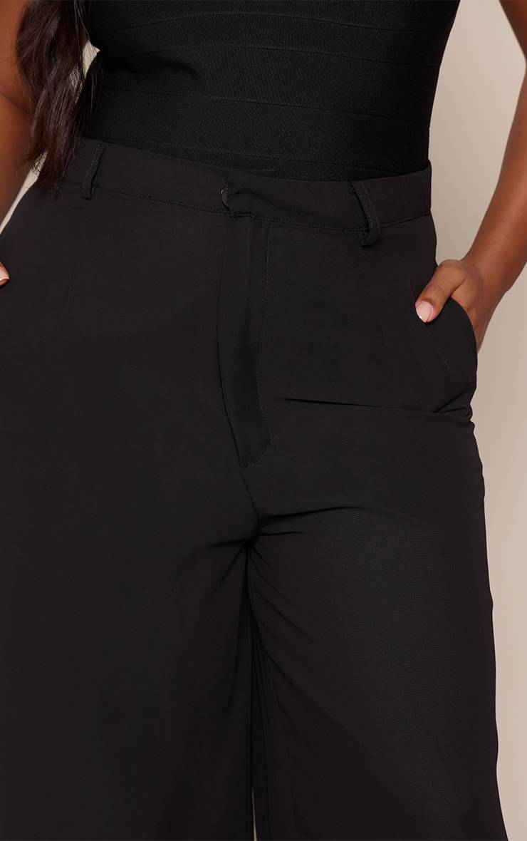 Noir Pantalon Large Taille Haute En Mousseline Grande Taille