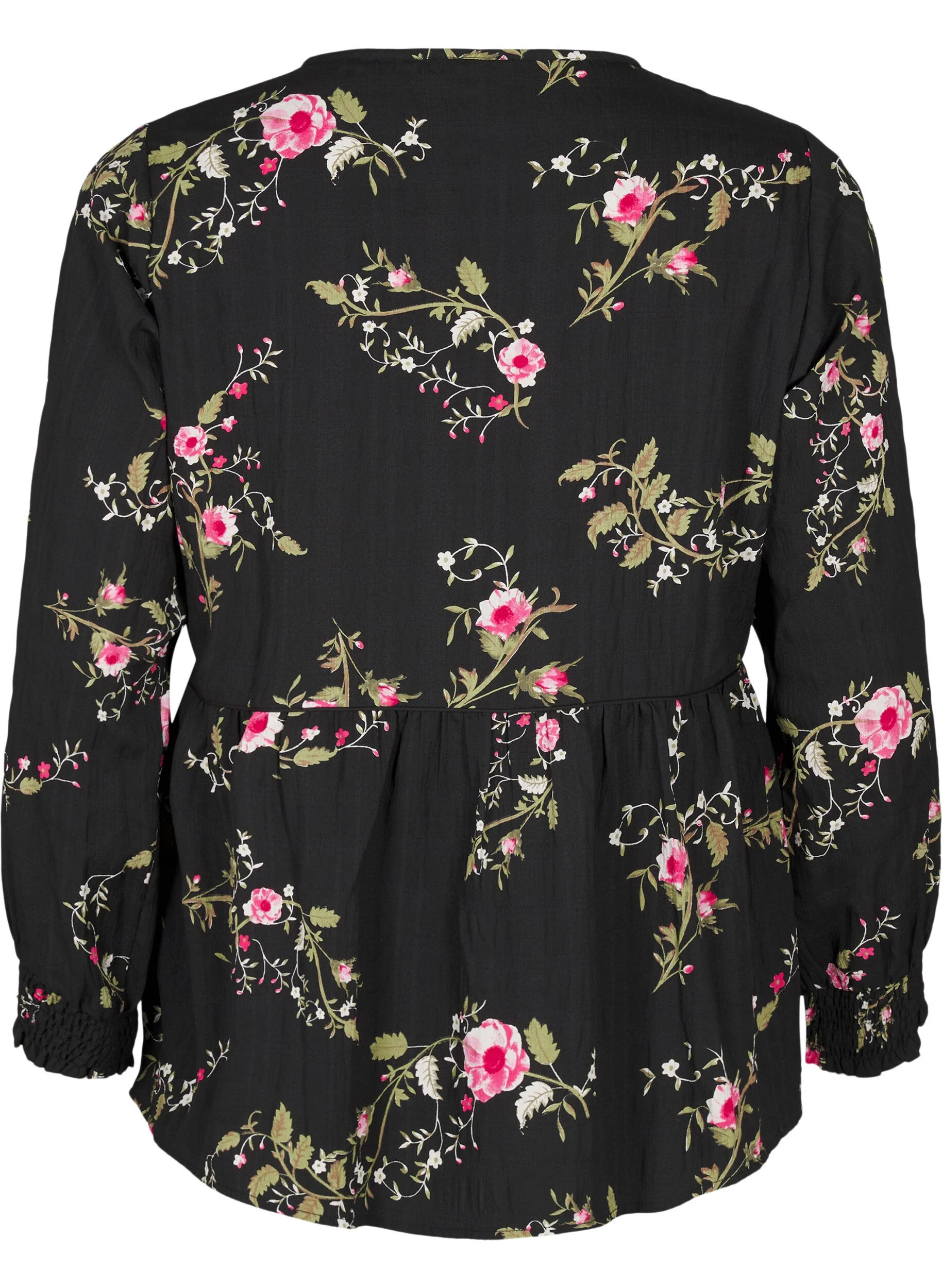 Langærmet bluse med blomsterprint
