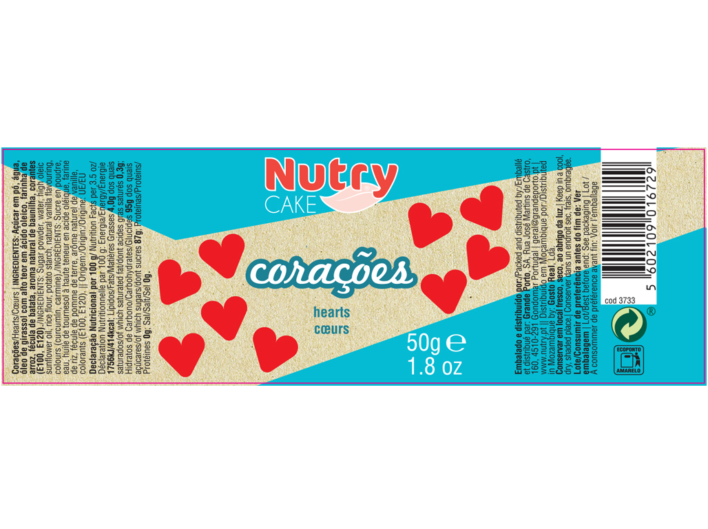 ENFEITES PARA BOLOS NUTRY CORAÇÕES VERMELHOS 50G