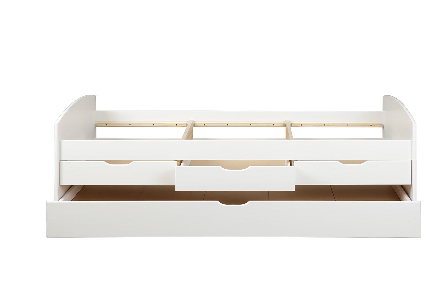 Inter Link Funktionsbett All-in-One 90x200 cm – Kiefer Massivholz - Weiß lackiert