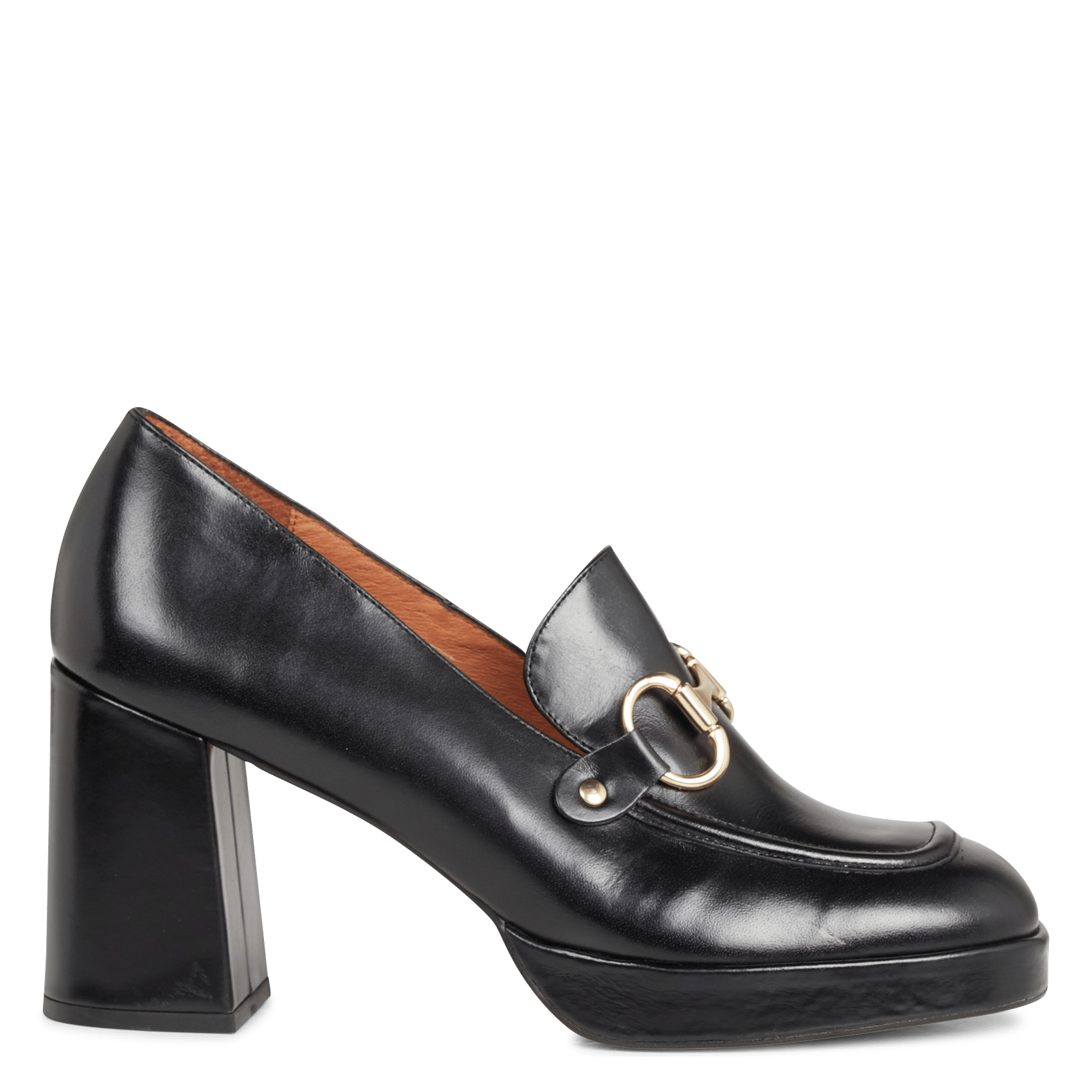 VIRGILE - Mocassins à talon en cuir glacé | Noir