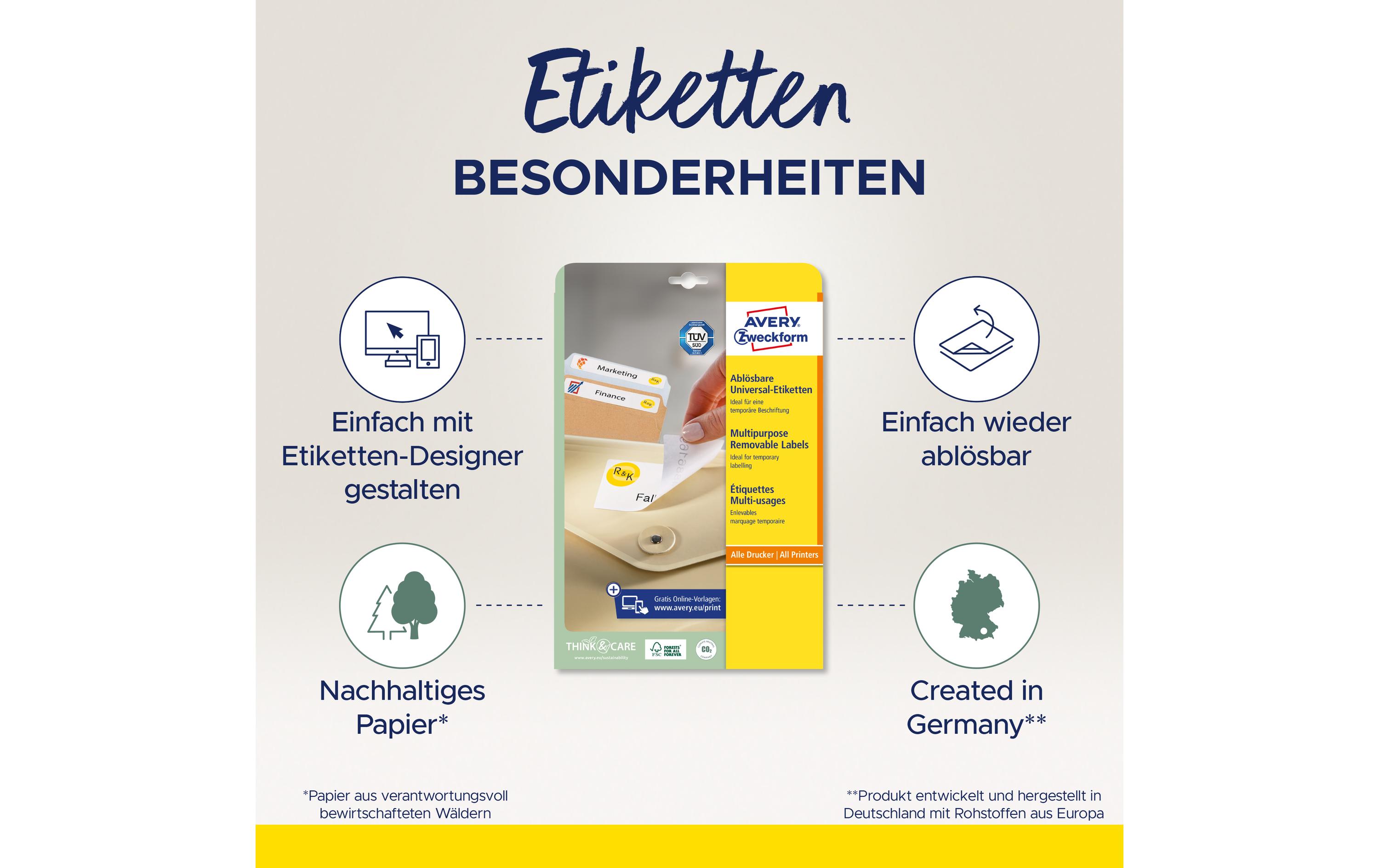 Universal-Etiketten L6027REV-25, 52.5 x 21.2 mm, 30 BlattAblösbare Etiketten