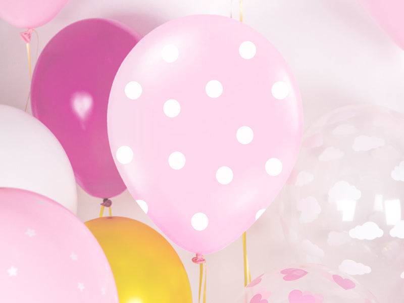 Lichtroze Ballonnen Witte Stipjes 30cm 6st