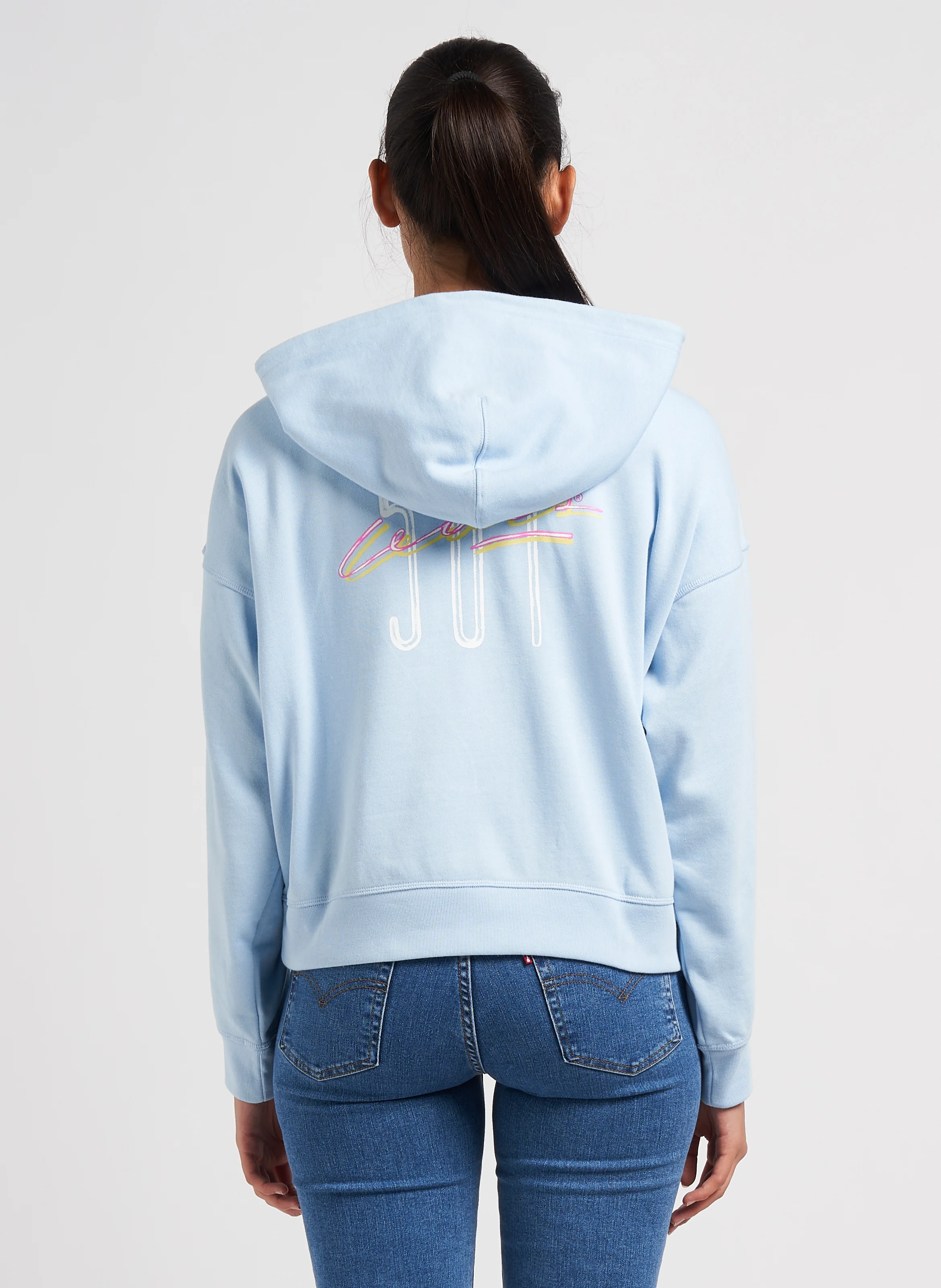 GR AUTHENTIC HOODIE - Sweat court sérigraphié en cotonmélangé| Bleu