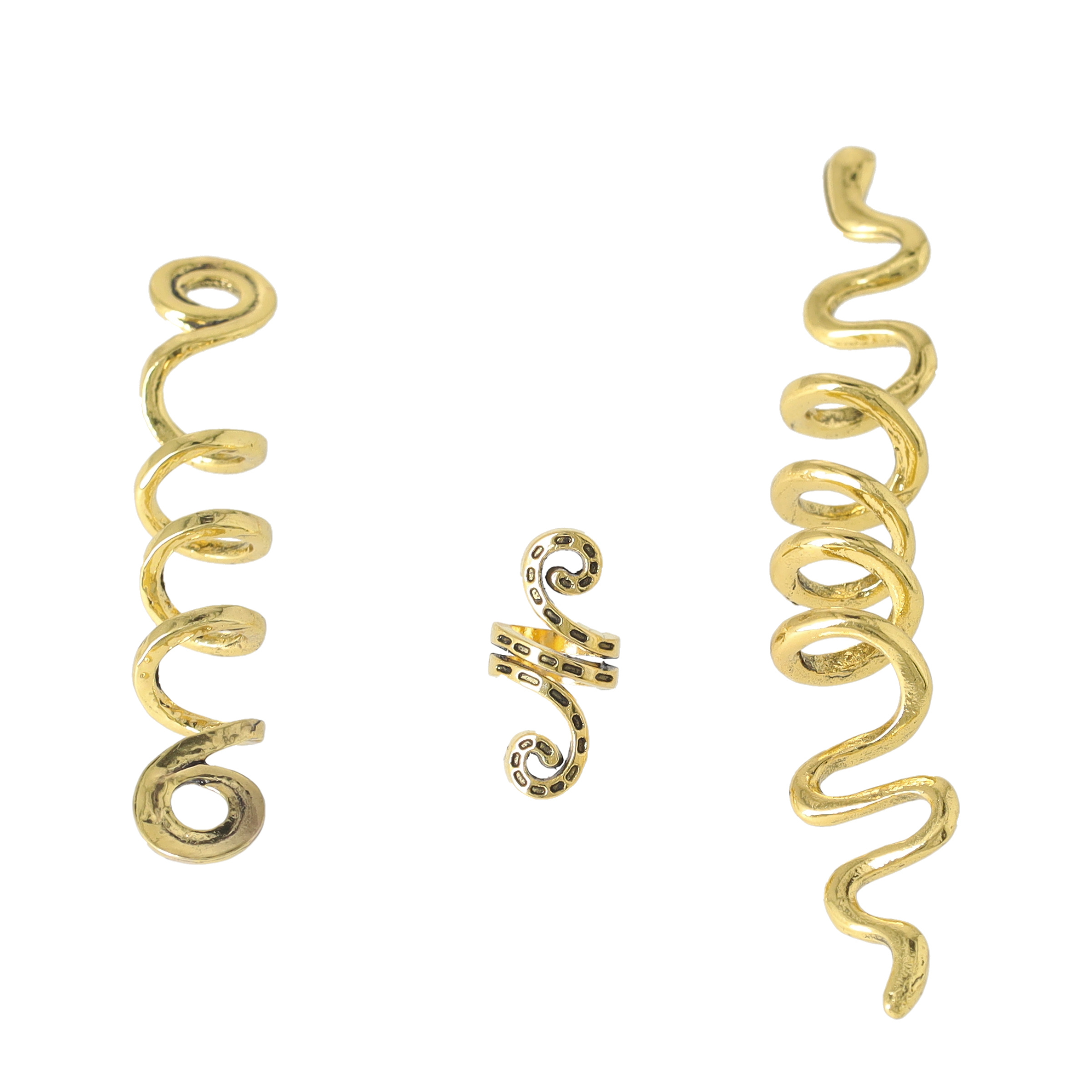 (28er Set) Haar Schmuck Accessoire Dreadlock Clips Haar Spiralen Ringe - Gold