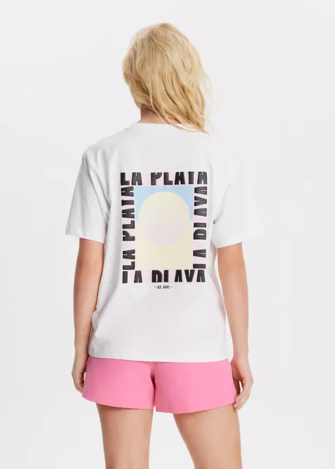 T-shirt met print playa wit (WIT)