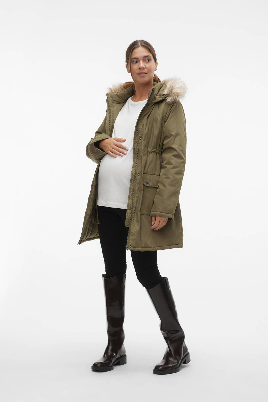 MAMALICIOUS jas MLNEWMACY van polyester olijfgroen